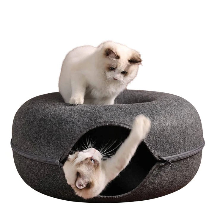 Cuccia per gatto rotonda a ciambella con cuscino in peluche
