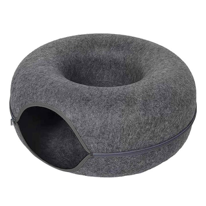 Cuccia per gatto rotonda a ciambella con cuscino in peluche