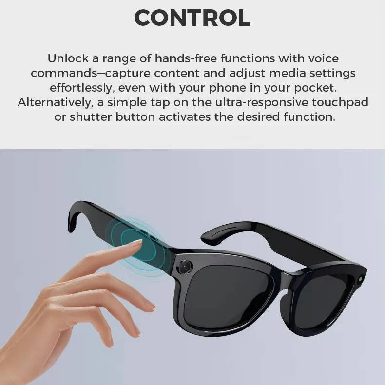 Occhiali intelligenti con videocamera integrata e audio Bluetooth