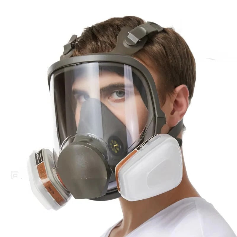 Maschera respiratoria facciale completa con lente antinebbia e guarnizione in silicone
