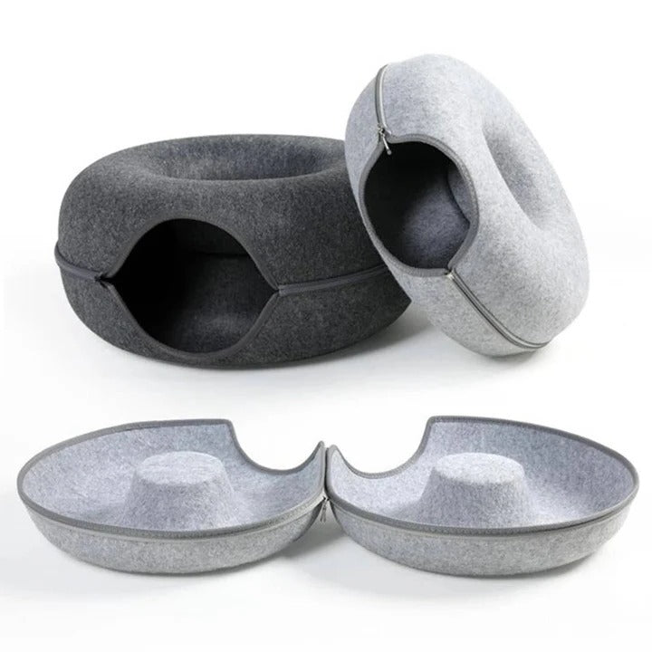 Cuccia per gatto rotonda a ciambella con cuscino in peluche