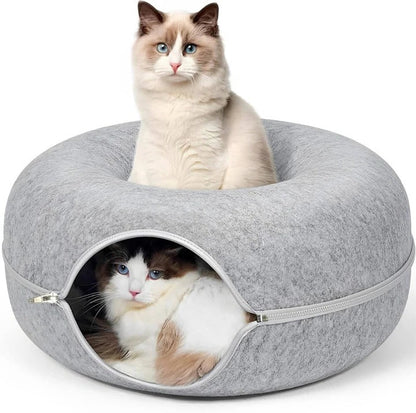 Cuccia per gatto rotonda a ciambella con cuscino in peluche