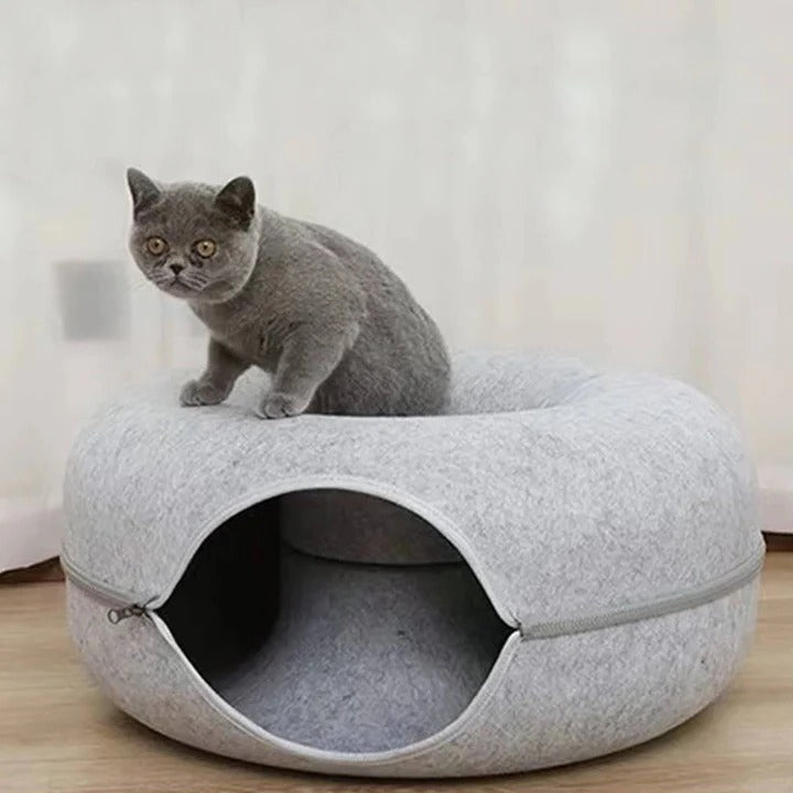 Cuccia per gatto rotonda a ciambella con cuscino in peluche
