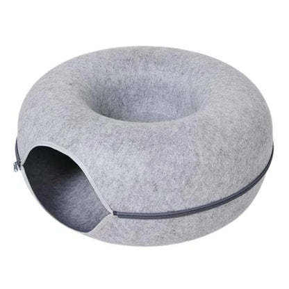 Cuccia per gatto rotonda a ciambella con cuscino in peluche