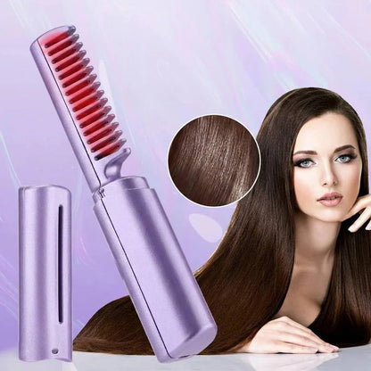 Spazzola per capelli in ceramica senza fili con controllo anti-crespo