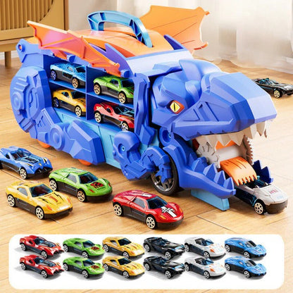 Camion giocattolo a tema dinosauro per bambini con funzione pull-back