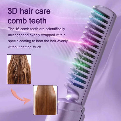 Spazzola per capelli in ceramica senza fili con controllo anti-crespo