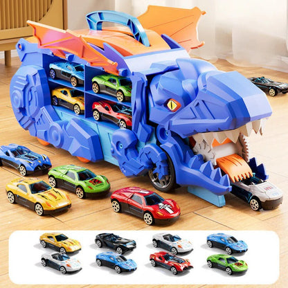 Camion giocattolo a tema dinosauro per bambini con funzione pull-back