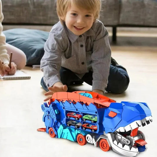 Camion giocattolo a tema dinosauro per bambini con funzione pull-back