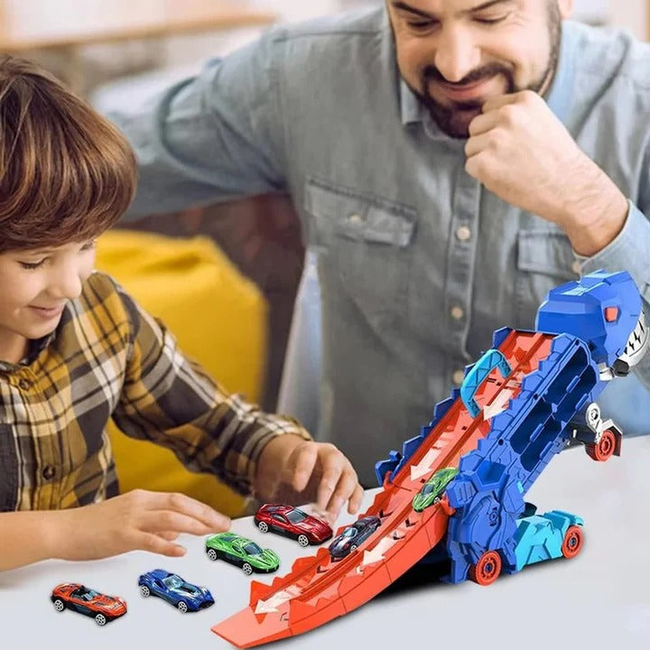 Camion giocattolo a tema dinosauro per bambini con funzione pull-back