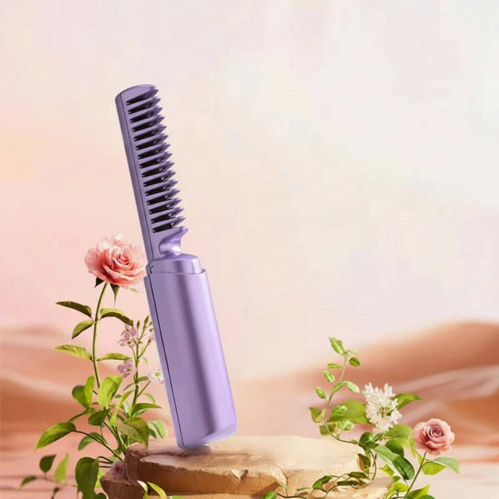 Spazzola per capelli in ceramica senza fili con controllo anti-crespo