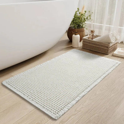 Tappetino da bagno lavabile in lavatrice con frange e fondo antiscivolo