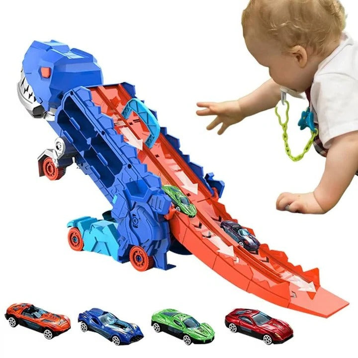 Camion giocattolo a tema dinosauro per bambini con funzione pull-back