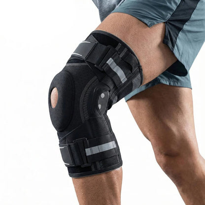 Manicotto compressivo per ginocchio con stabilizzatori laterali, per corsa e pallacanestro