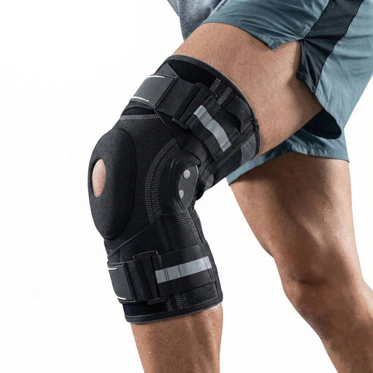 Manicotto compressivo per ginocchio con stabilizzatori laterali, per corsa e pallacanestro