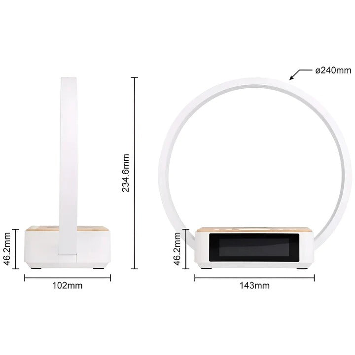 Lampada da comodino 3-in-1 con ricarica wireless e orologio digitale