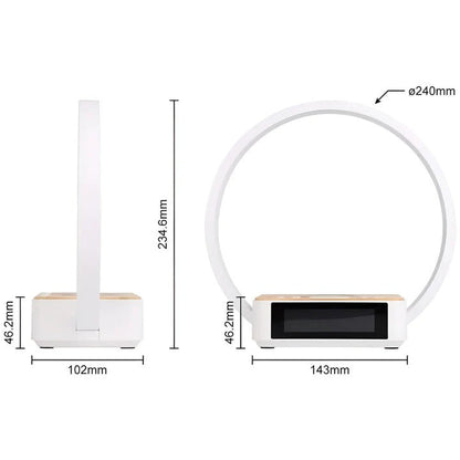 Lampada da comodino 3-in-1 con ricarica wireless e orologio digitale