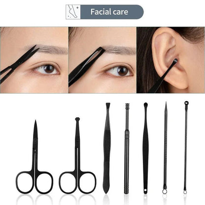 Set di tagliaunghie in acciaio inossidabile per manicure e pedicure con custodia da viaggio, 24 pezzi