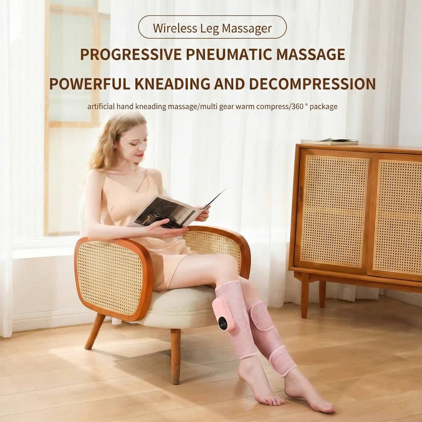 Massaggiatore per gambe a compressione d'aria senza fili con riscaldamento e telecomando