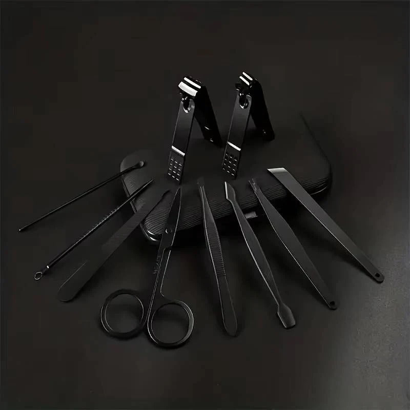 Set di tagliaunghie in acciaio inossidabile per manicure e pedicure con custodia da viaggio, 24 pezzi
