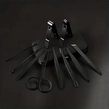 Set di tagliaunghie in acciaio inossidabile per manicure e pedicure con custodia da viaggio, 24 pezzi
