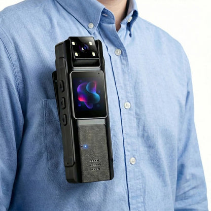 Camera corporea indossabile 1080P con visione notturna, rilevamento del movimento e lente grandangolare rotante
