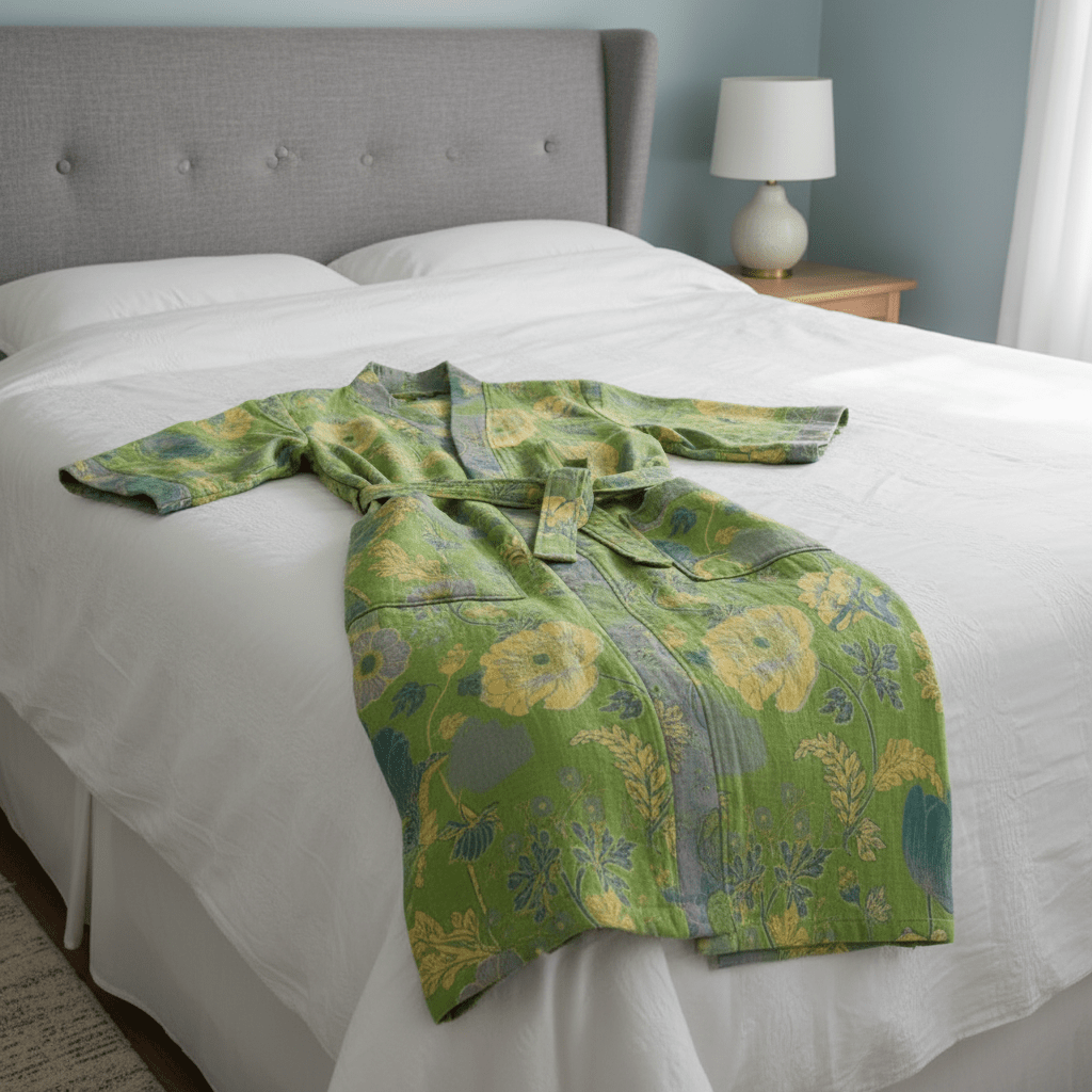 KIMOGINKO – Accappatoio kimono reversibile realizzato in cotone biologico per un comfort traspirante