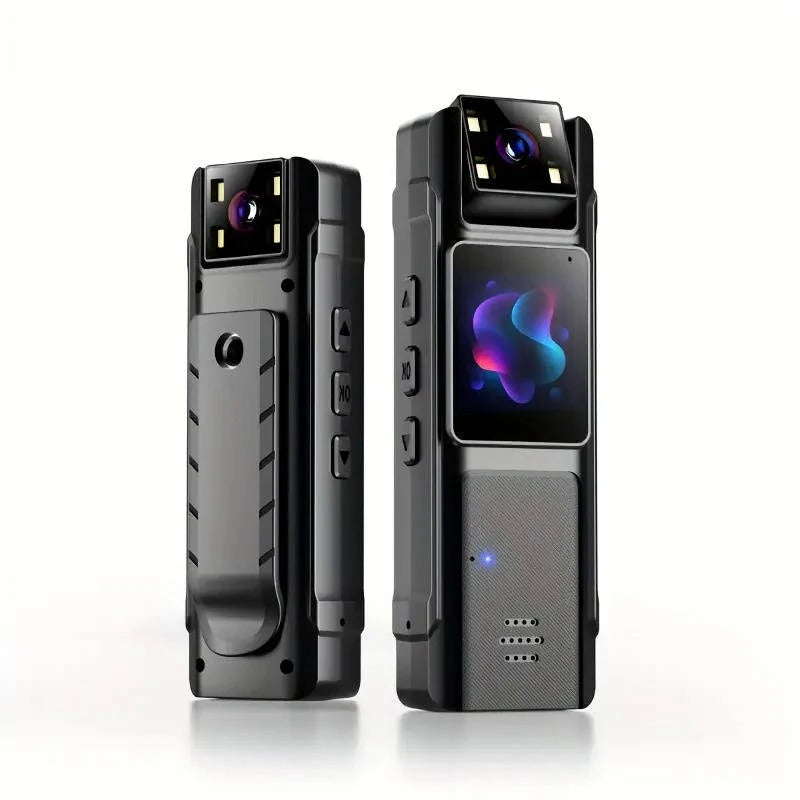 Camera corporea indossabile 1080P con visione notturna, rilevamento del movimento e lente grandangolare rotante