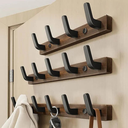 Gancio appendiabiti da parete con design in legno e metallo