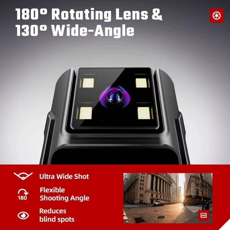 Camera corporea indossabile 1080P con visione notturna, rilevamento del movimento e lente grandangolare rotante