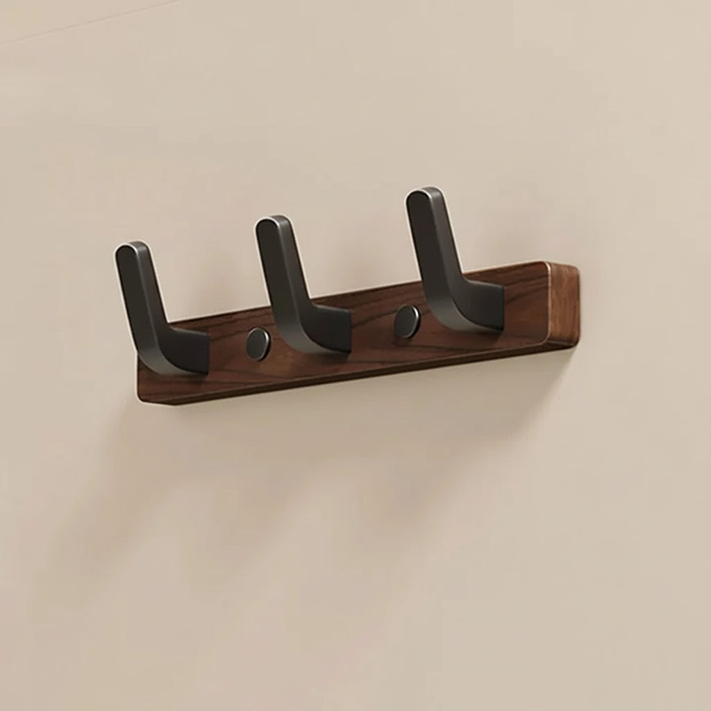 Gancio appendiabiti da parete con design in legno e metallo
