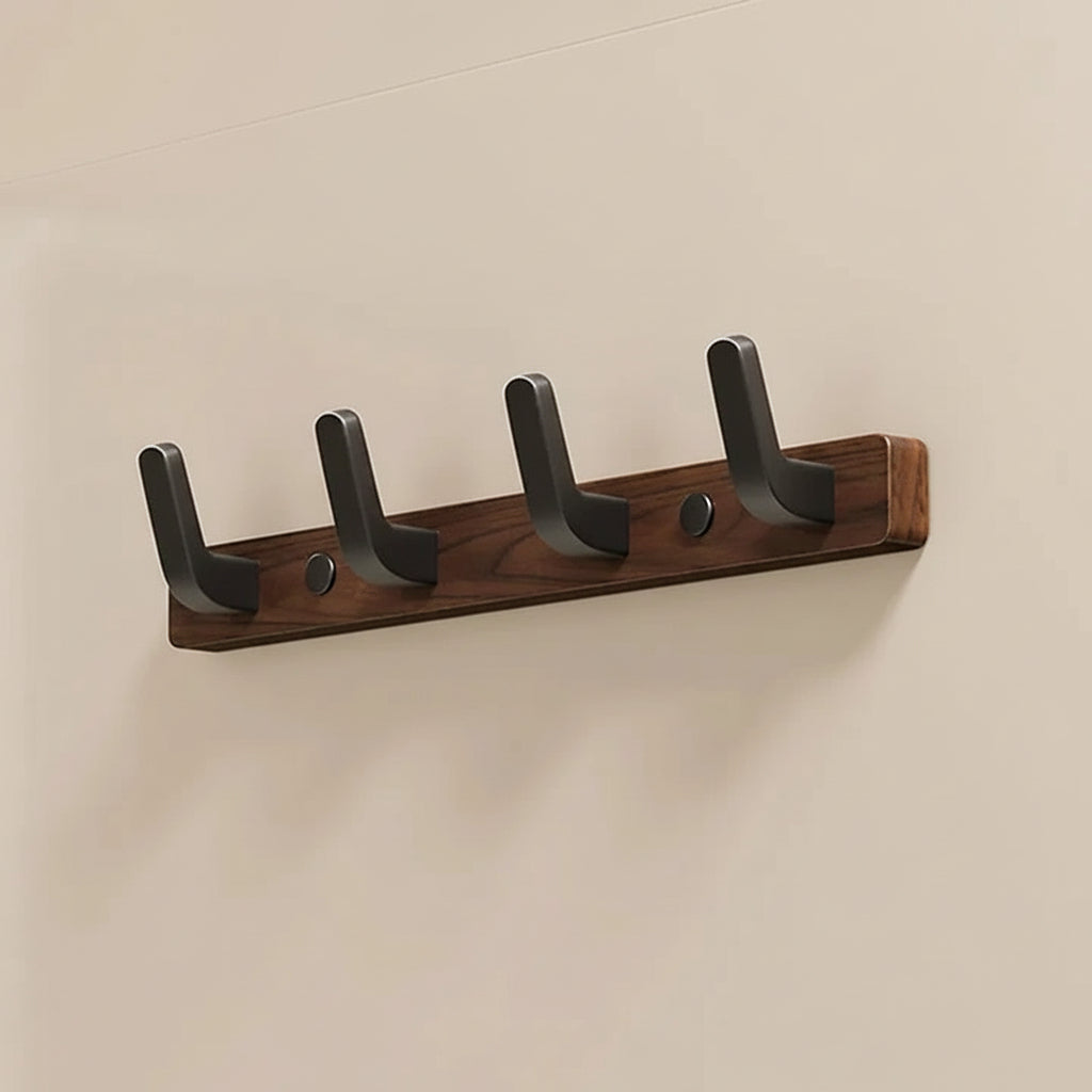 Gancio appendiabiti da parete con design in legno e metallo