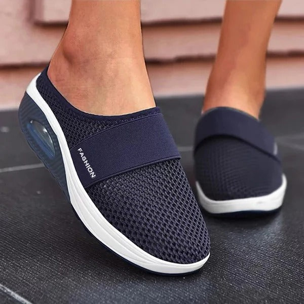Sandali ortopedici a zeppa da donna, design in stile pantofole con supporto
