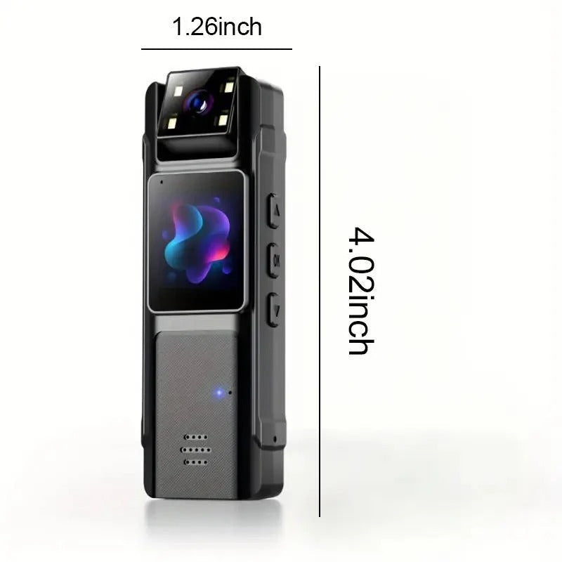 Camera corporea indossabile 1080P con visione notturna, rilevamento del movimento e lente grandangolare rotante