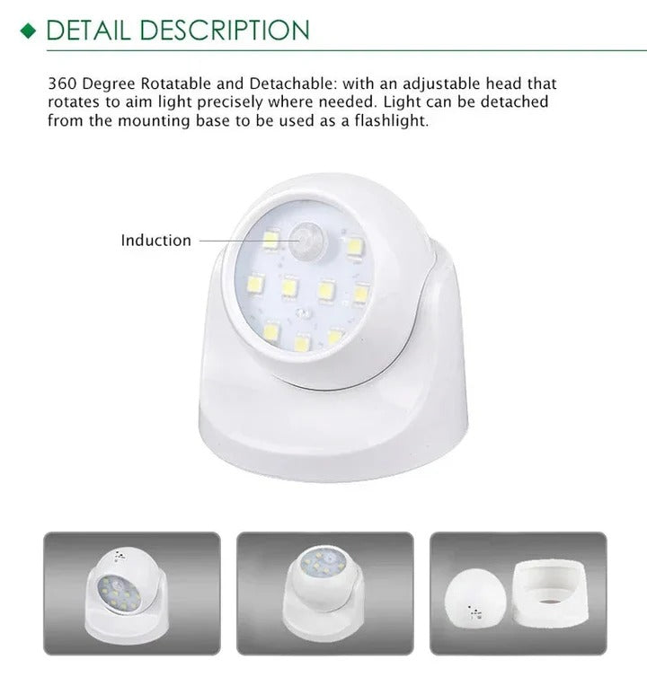 Spot LED con sensore di movimento e testa ruotabile di 360 gradi