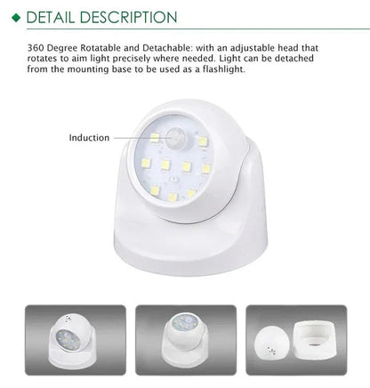 Spot LED con sensore di movimento e testa ruotabile di 360 gradi