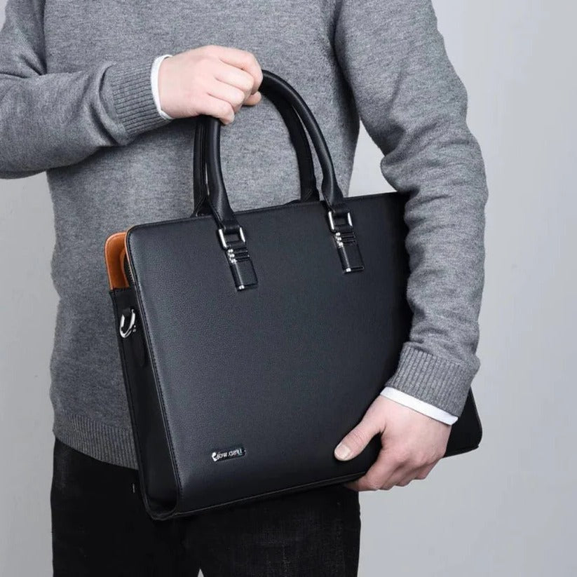 Borsa a tracolla in pelle per uomo, adatta a laptop da 14 a 15 pollici