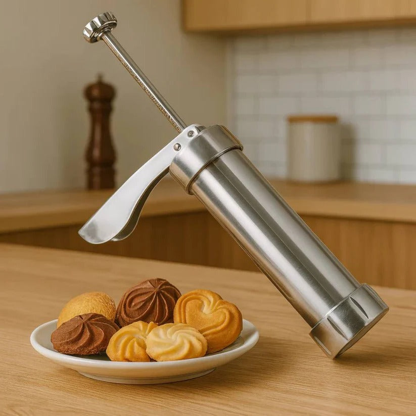 Set di presse per biscotti in alluminio con 20 forme a disco e 4 ugelli da piping