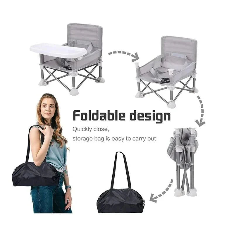 BabyGo Seat - Seggiolone pieghevole da viaggio - Compatto e sicuro per i bambini