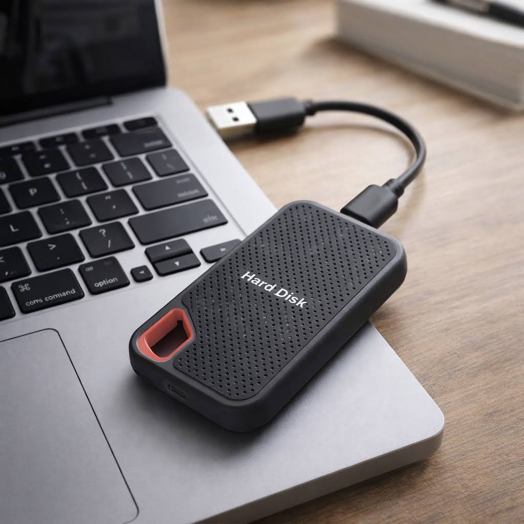 Confezione con SSD, cavo USB e adattatore