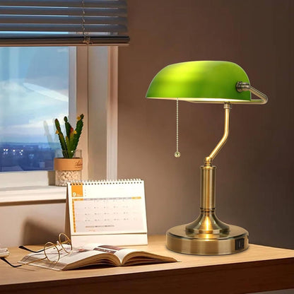 Lampada da scrivania vintage per banchieri, lampada verde retrò