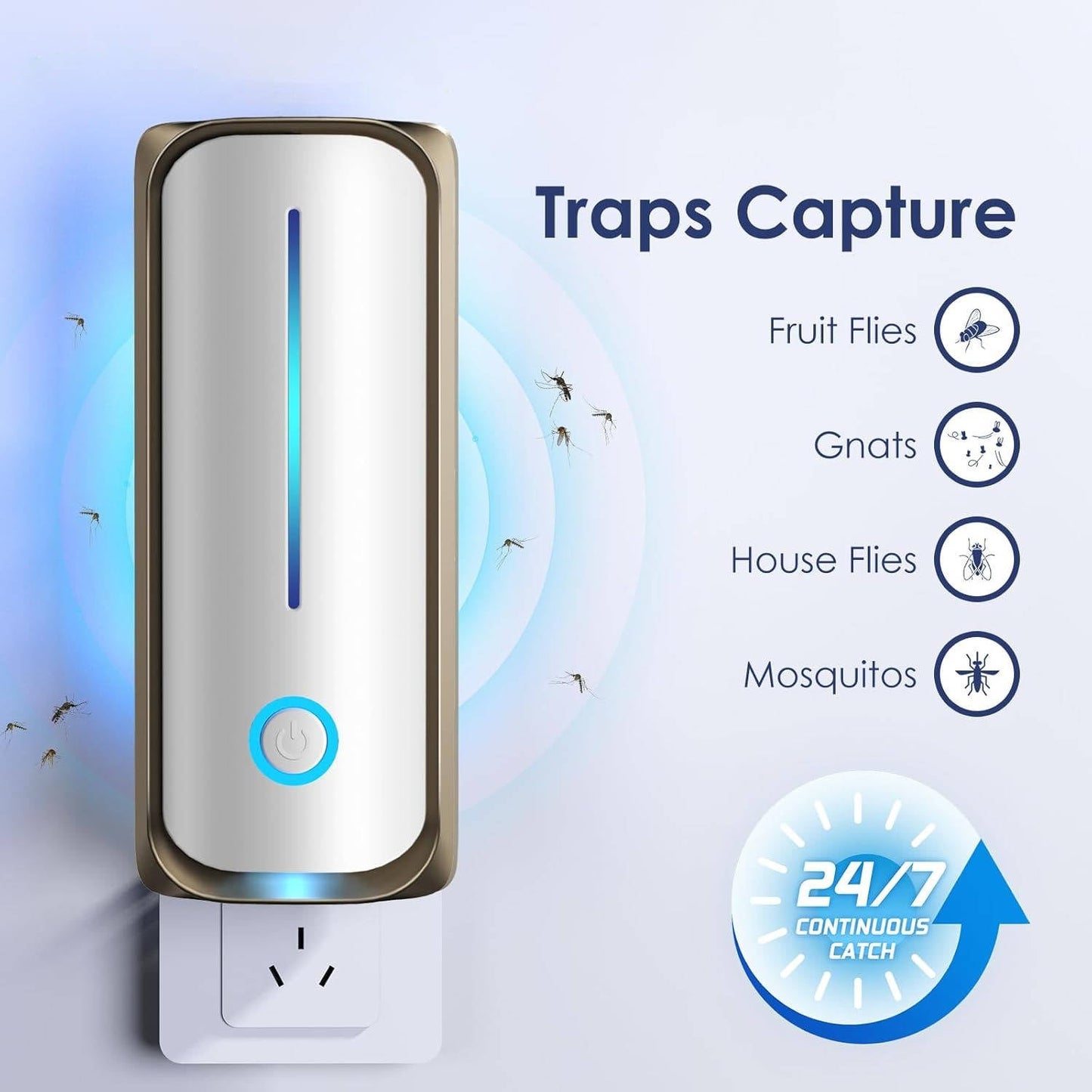 Trappole plug-in per mosche della frutta da utilizzare in casa, zapper elettrico per zanzare e cattura moscerini e tignole, con luce UV notturna da 9 W, confezione da 2