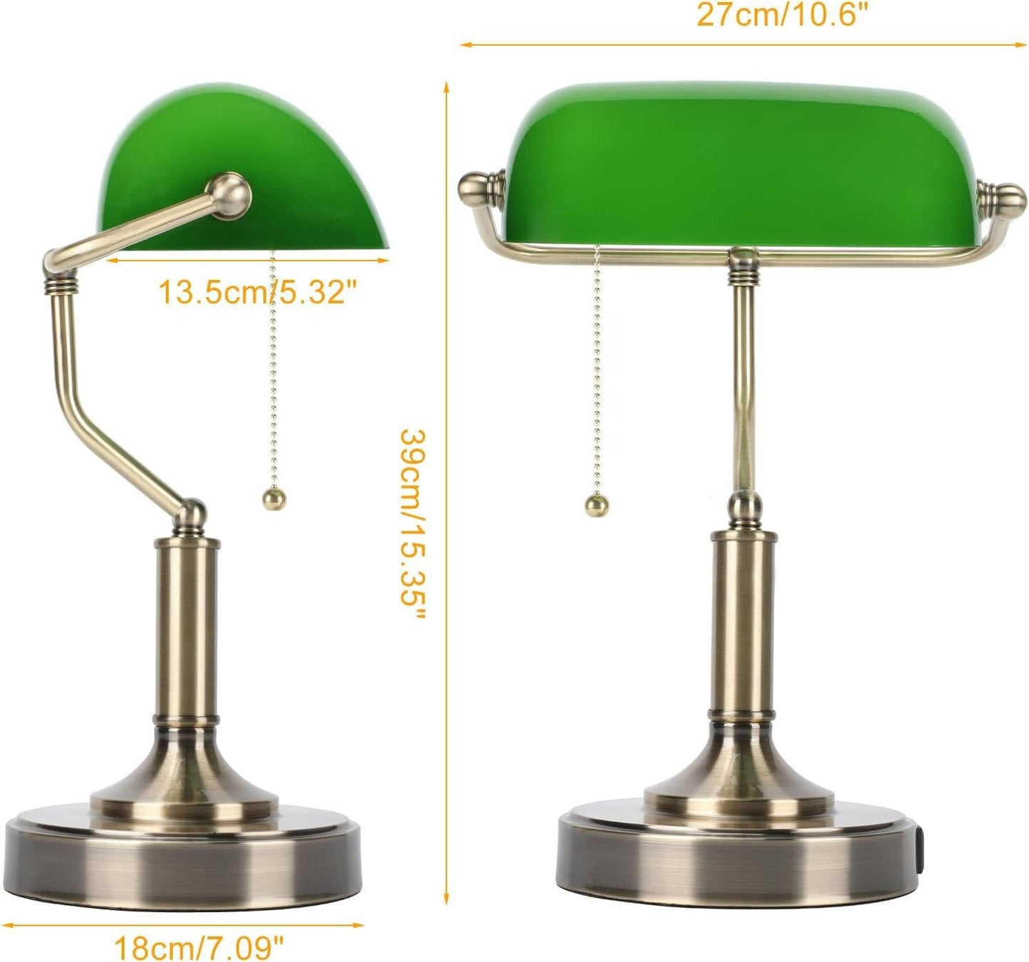 Lampada da scrivania vintage per banchieri, lampada verde retrò
