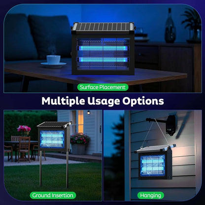 Cattura insetti solare per esterni, zapper wireless portatile per campeggio per zanzare; trappole per mosche per cortile, patio, giardino e RV (circa 325 m² / 3500 ft²)