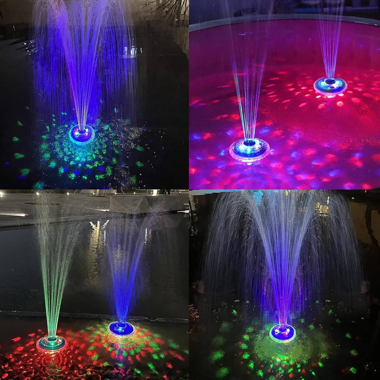 Fontana galleggiante con luci subacquee per piscine interrate e fuori terra