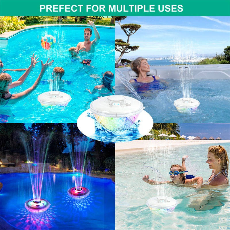 Fontana galleggiante con luci subacquee per piscine interrate e fuori terra