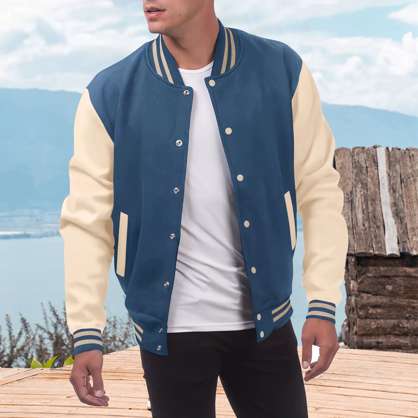 Giacca Varsity Uomo | Stile College Americano con Maniche a Contrasto