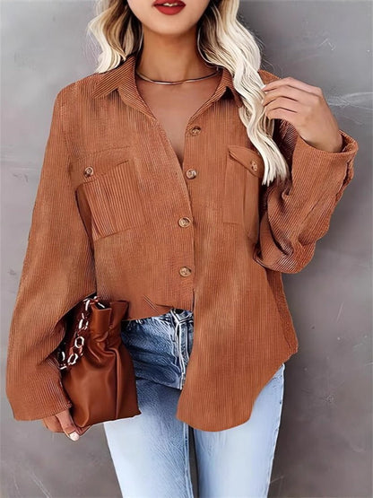 Giacca Casual Donna | Velluto a Coste con Bottoni Frontali e Fit Morbido