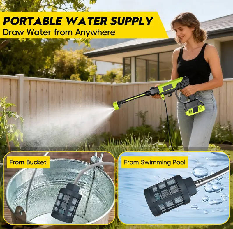 Idropulitrice a batteria ad alta pressione per auto, pulizia domestica e irrigazione del giardino