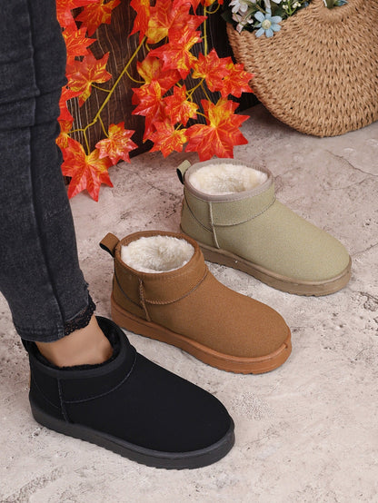 Stivaletti da donna Ultra Mini con zeppa e fodera in pelliccia – Stivaletti neri alla caviglia per il comfort invernale